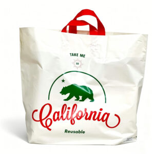 PE Shopping Bags With Fabric Handles | Custom Plastic Retail Carrier Bags