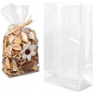 PE Square Bottom Gusseted Bags | Plastic Drawstring Pouches for Gifts & Snacks