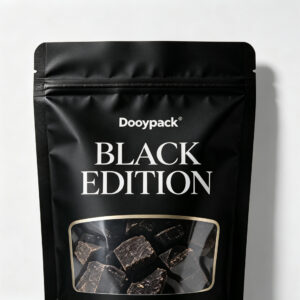 Matte Black Window Stand Up Zipper Pouches  Visible Snack Display Packaging