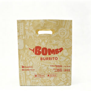 Die-cut Handle Kraft Paper Bags | Disposable Takeaway Carrier Bags